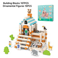 Children architecture building blocks toys city shop model building blocks diy handwork toys kids give play for creativity toys