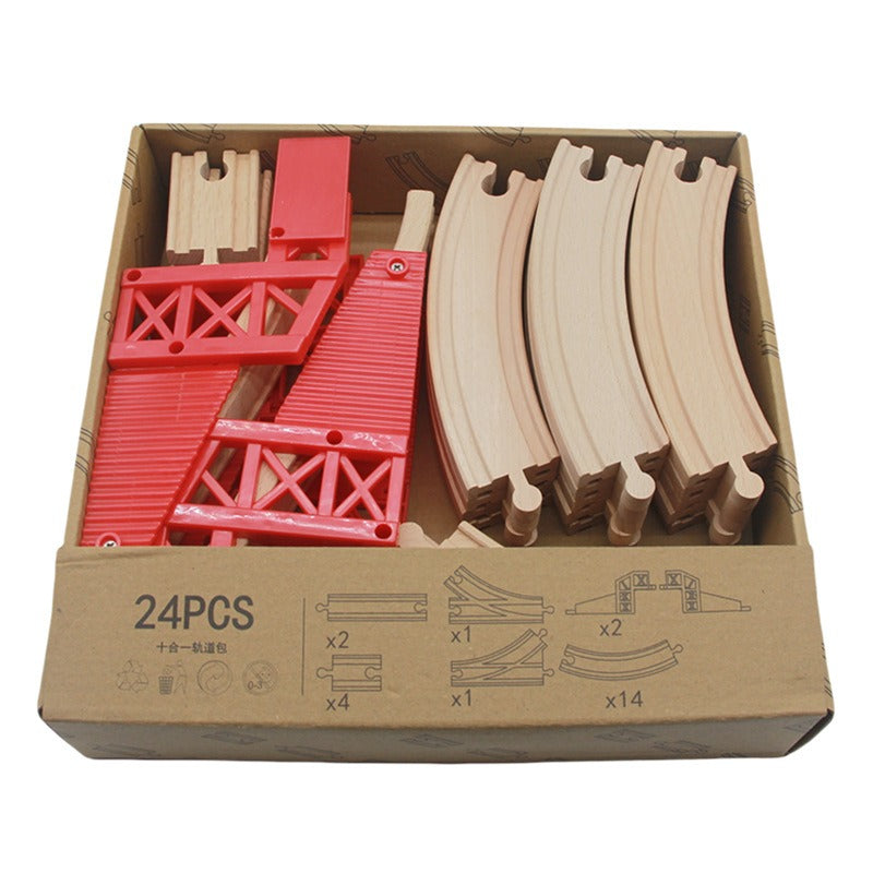 Wooden Train Track Set Toy Early Educational Railway Tracks Accessories Montessori Traffic Wooden Toys for Kids