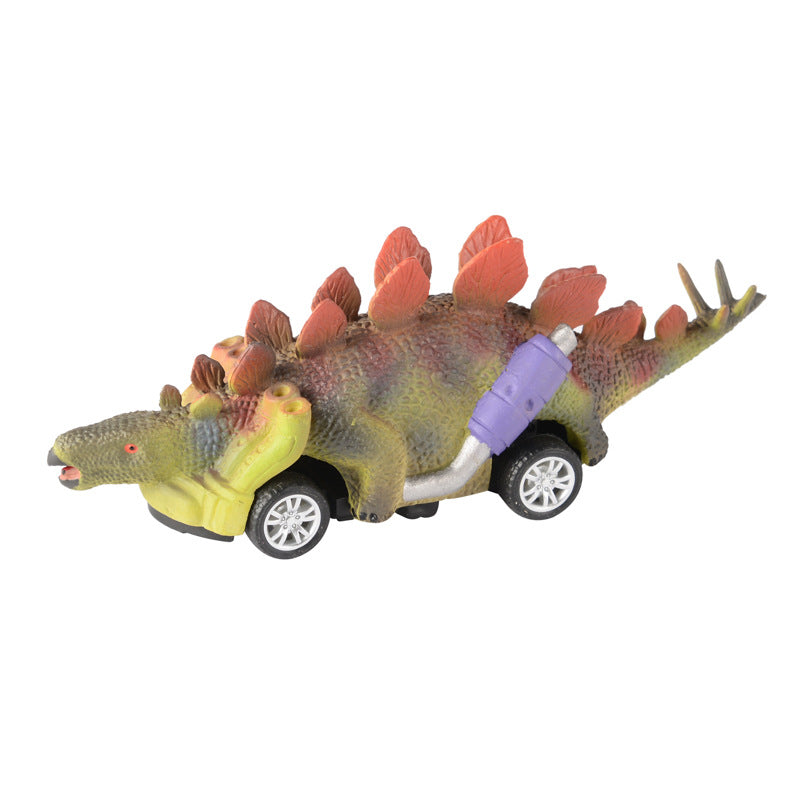 The New Dinosaur Back To The Car Four-Wheeled Dinosaur Model Car Small Racing Dinosaur Toys Children's Educational Toys