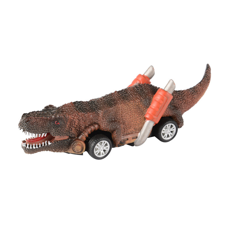 The New Dinosaur Back To The Car Four-Wheeled Dinosaur Model Car Small Racing Dinosaur Toys Children's Educational Toys