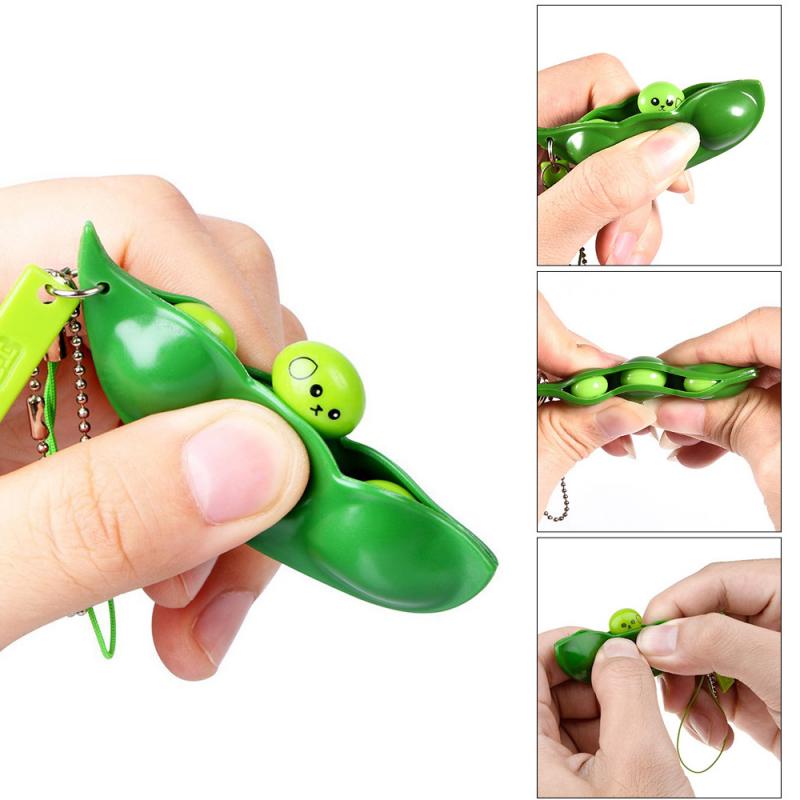 Decompression Xmas Gift Edamame Toys Squishy Squeeze Peas Beans Keychain Anti Stress Adult Toy Rubber Boys Toys Kids Girls Toys