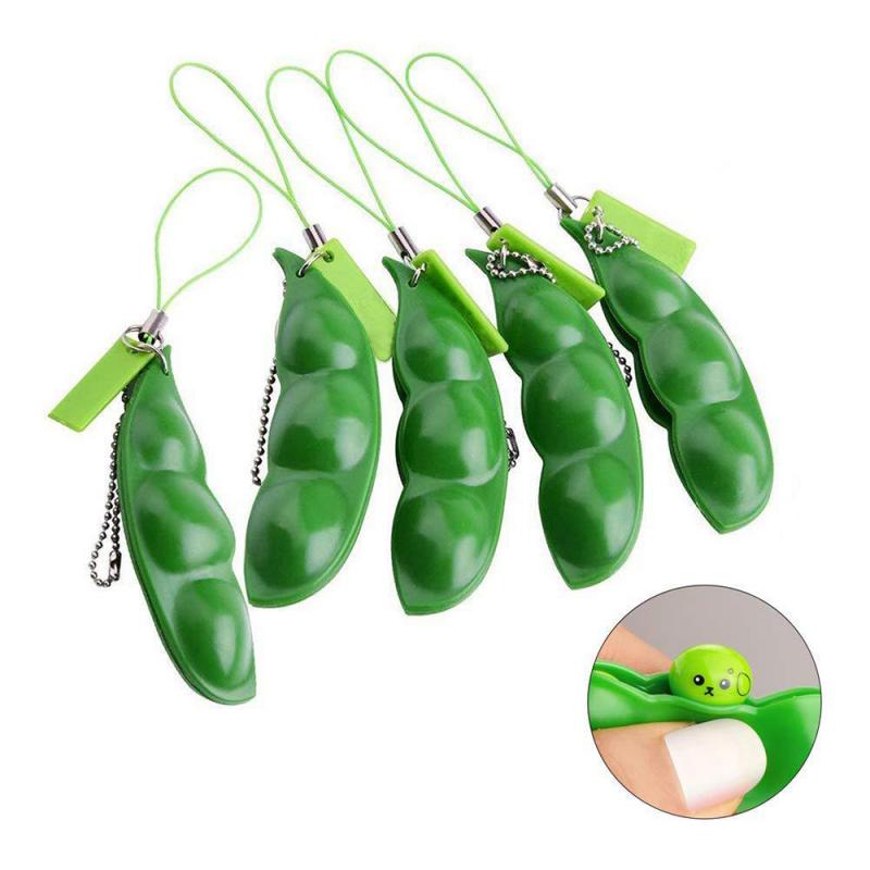 Decompression Xmas Gift Edamame Toys Squishy Squeeze Peas Beans Keychain Anti Stress Adult Toy Rubber Boys Toys Kids Girls Toys