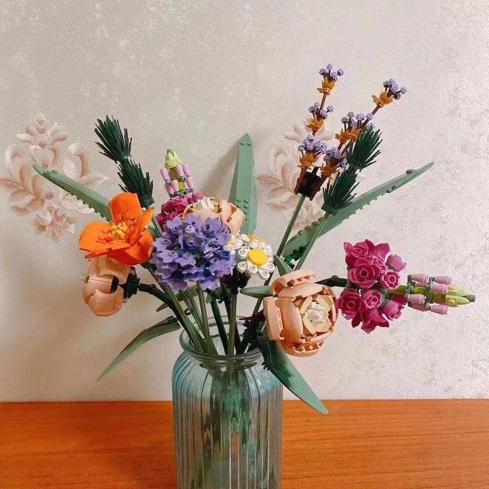 Lego Bouquet Flowers Roses Ornaments Flower Arrangements Children's Building Blocks Girls Assembled Toys Gifts