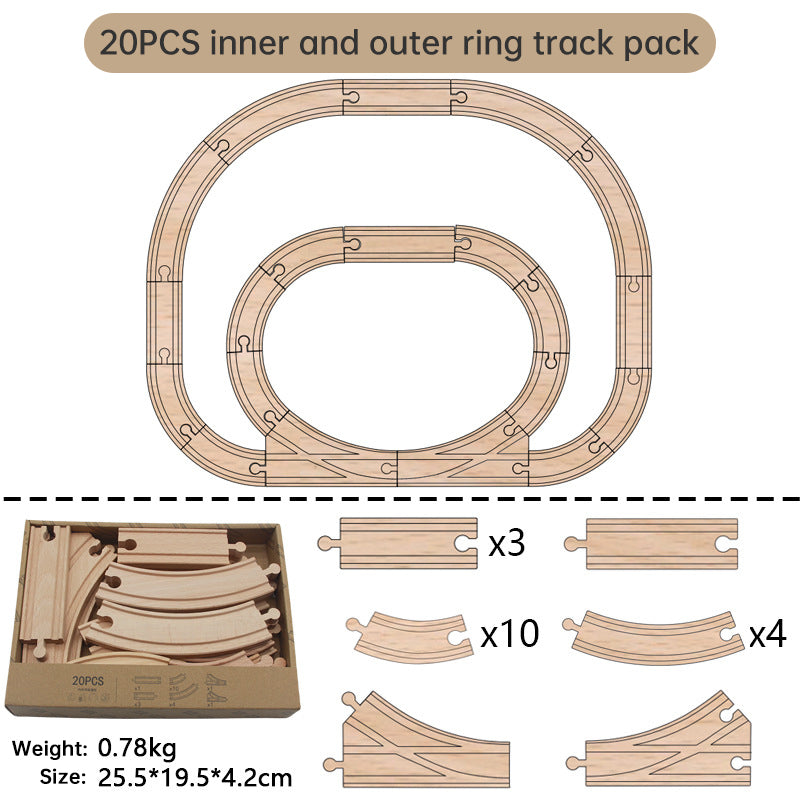 Wooden Train Track Set Toy Early Educational Railway Tracks Accessories Montessori Traffic Wooden Toys for Kids