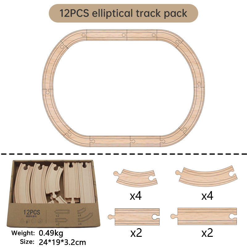 Wooden Train Track Set Toy Early Educational Railway Tracks Accessories Montessori Traffic Wooden Toys for Kids
