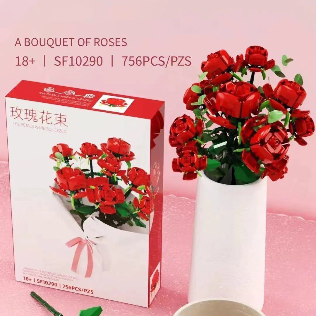 Lego Bouquet Flowers Roses Ornaments Flower Arrangements Children's Building Blocks Girls Assembled Toys Gifts
