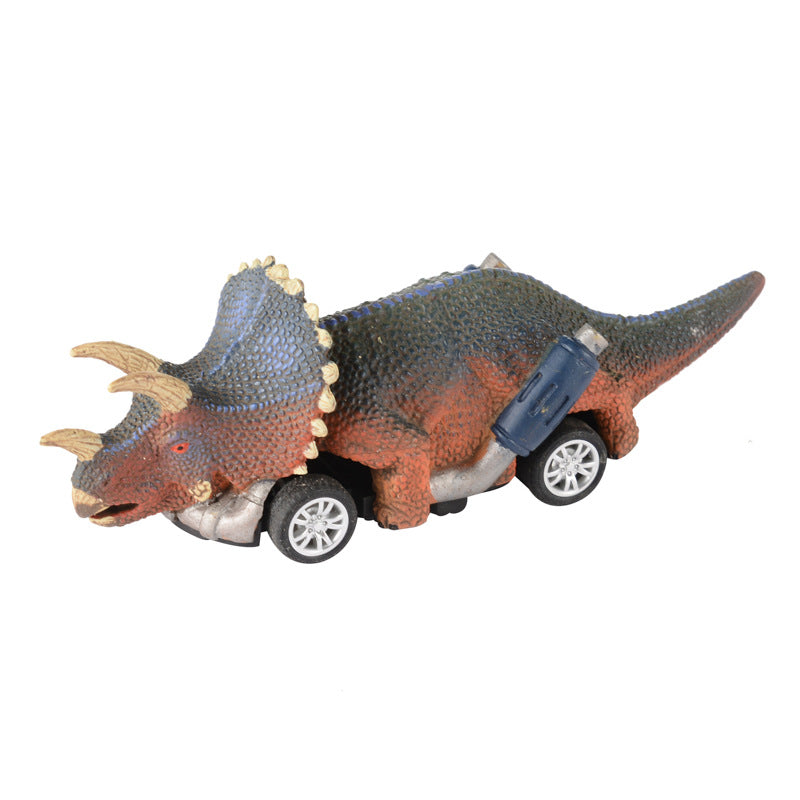The New Dinosaur Back To The Car Four-Wheeled Dinosaur Model Car Small Racing Dinosaur Toys Children's Educational Toys