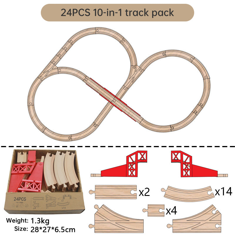 Wooden Train Track Set Toy Early Educational Railway Tracks Accessories Montessori Traffic Wooden Toys for Kids