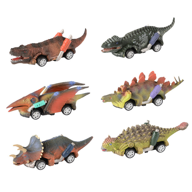 The New Dinosaur Back To The Car Four-Wheeled Dinosaur Model Car Small Racing Dinosaur Toys Children's Educational Toys