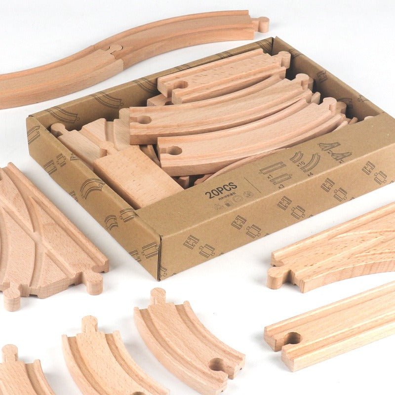 Wooden Train Track Set Toy Early Educational Railway Tracks Accessories Montessori Traffic Wooden Toys for Kids